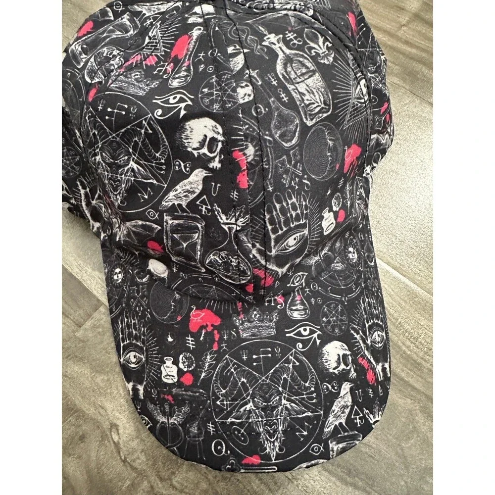 NEW Spooky Halloween Baseball Cap Skull Spells Witch Bats Hat